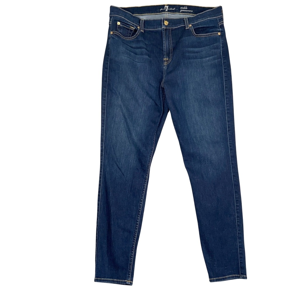 7 For All Mankind Ankle Gwenevere Jeans Women 32 Dark Wash Excellent Skinny Fit